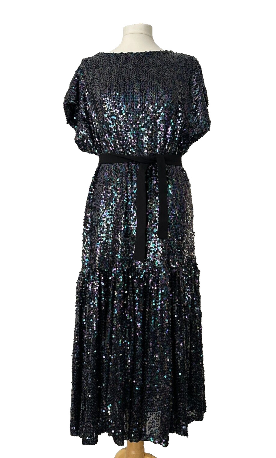 Wolf & Badger Meem Label Drop Waist Sequin Evening Party Midi Kate Dress M UK 14