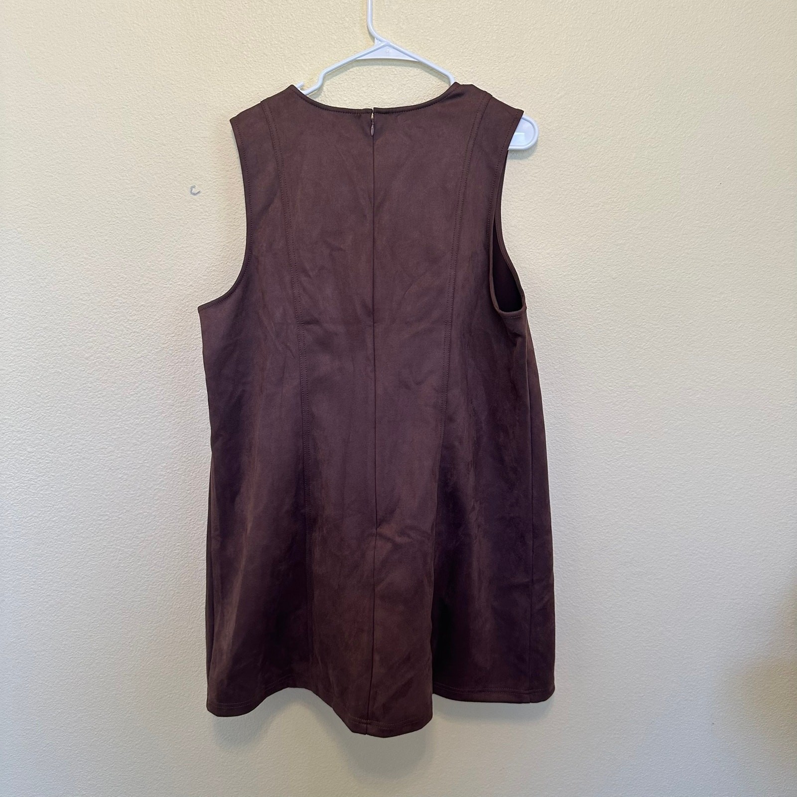 A New Day Brown Faux Suede Shift Dress Women’s Size 18 Sleeveless Pockets NWT