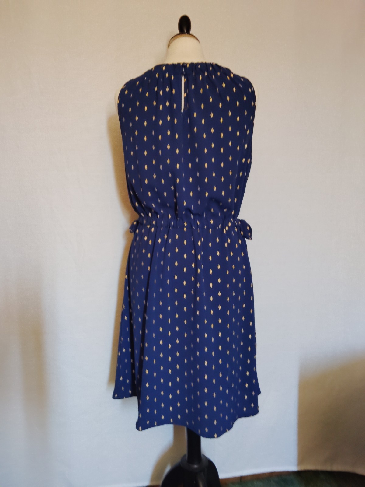 Juicy Couture Navy Blue Gold Metallic Cinched Adjustable Dress ~ Size XL