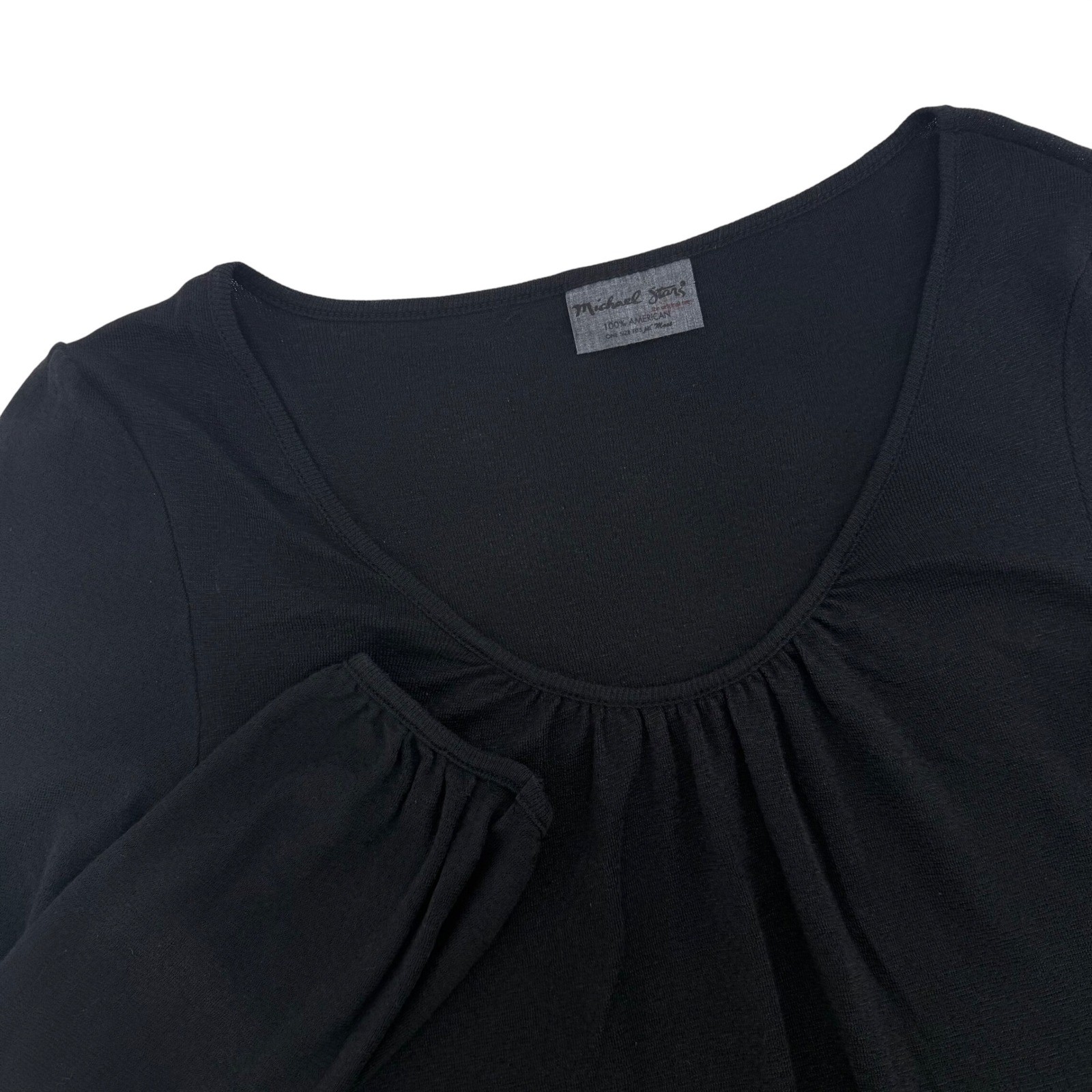 Michael Stars Black Long Sleeve Scoop Neck Pleated Dress One Size USA Made