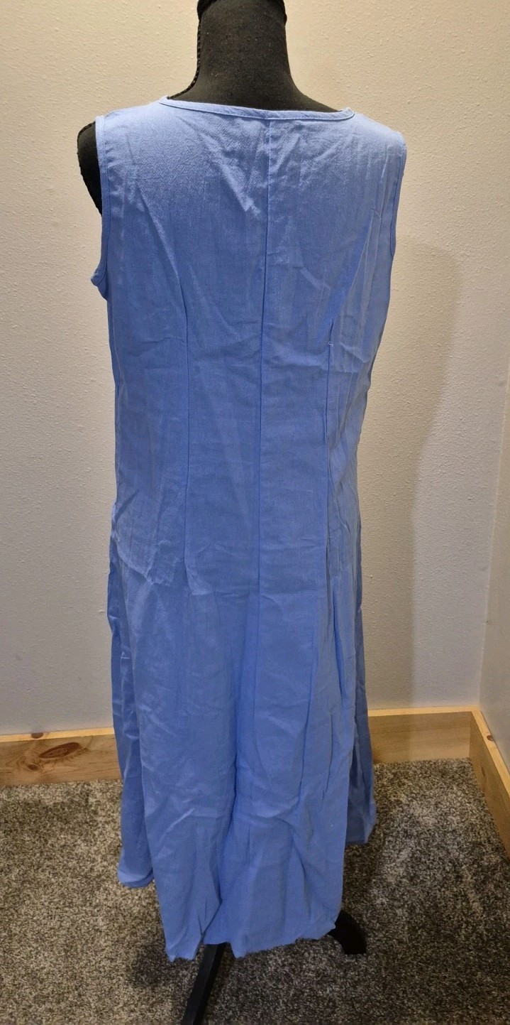 Women’s Small Periwinkle Blue Sleeveless Midi Dress V-Neck Pockets