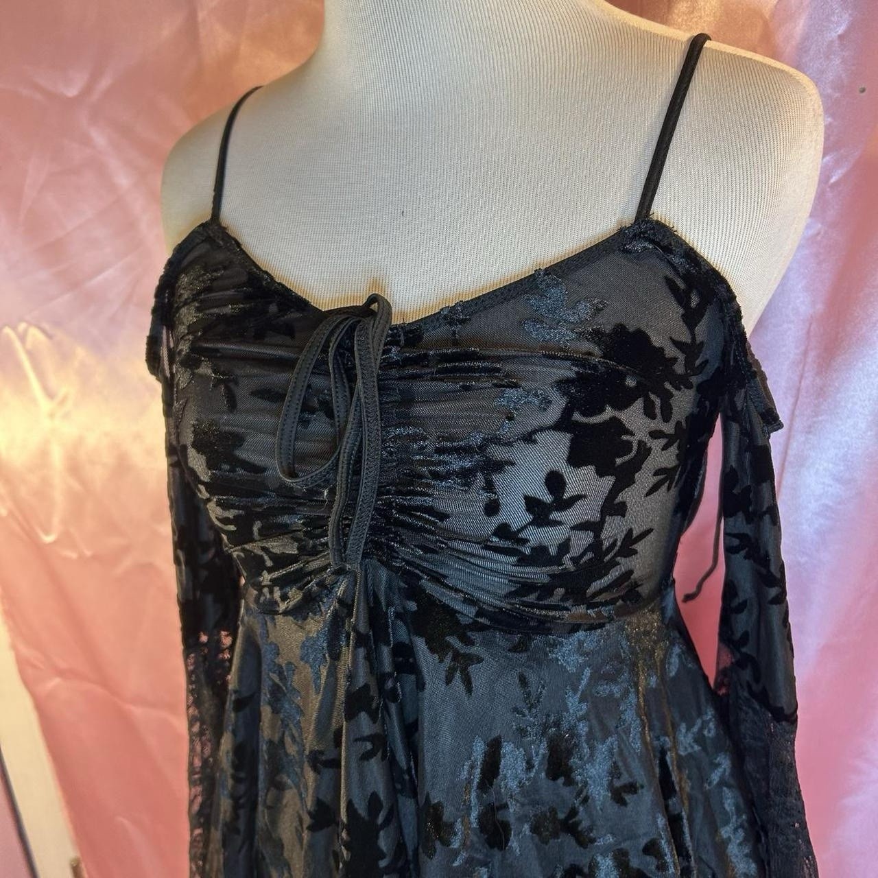 Dollskill Current Mood F Is For Fairies Floral Mesh Black Velvet Lace Dress XXS