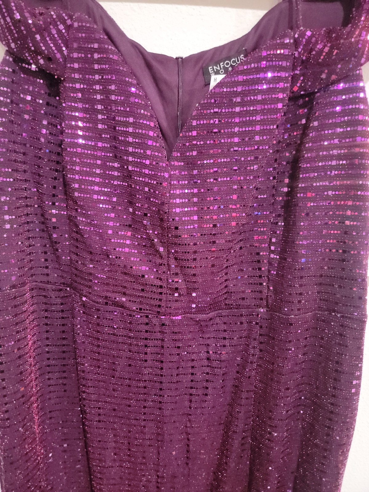 En Focus Studio Off Shoulder Purple Sequin Maxi Dress With Slit Size 20W NWT