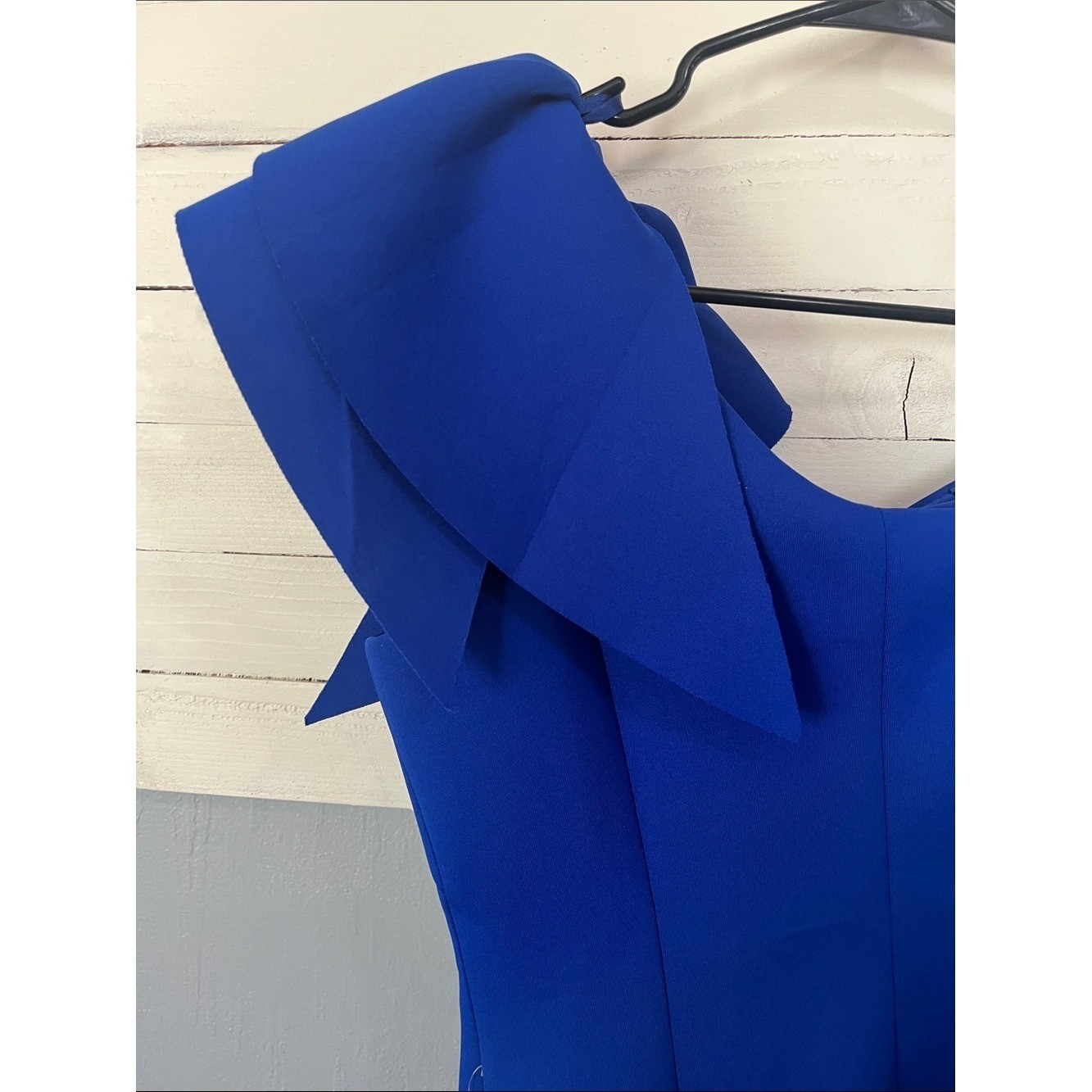 Macy’s Cobalt Blue One-Shoulder Sheath Dress with Bow Detail