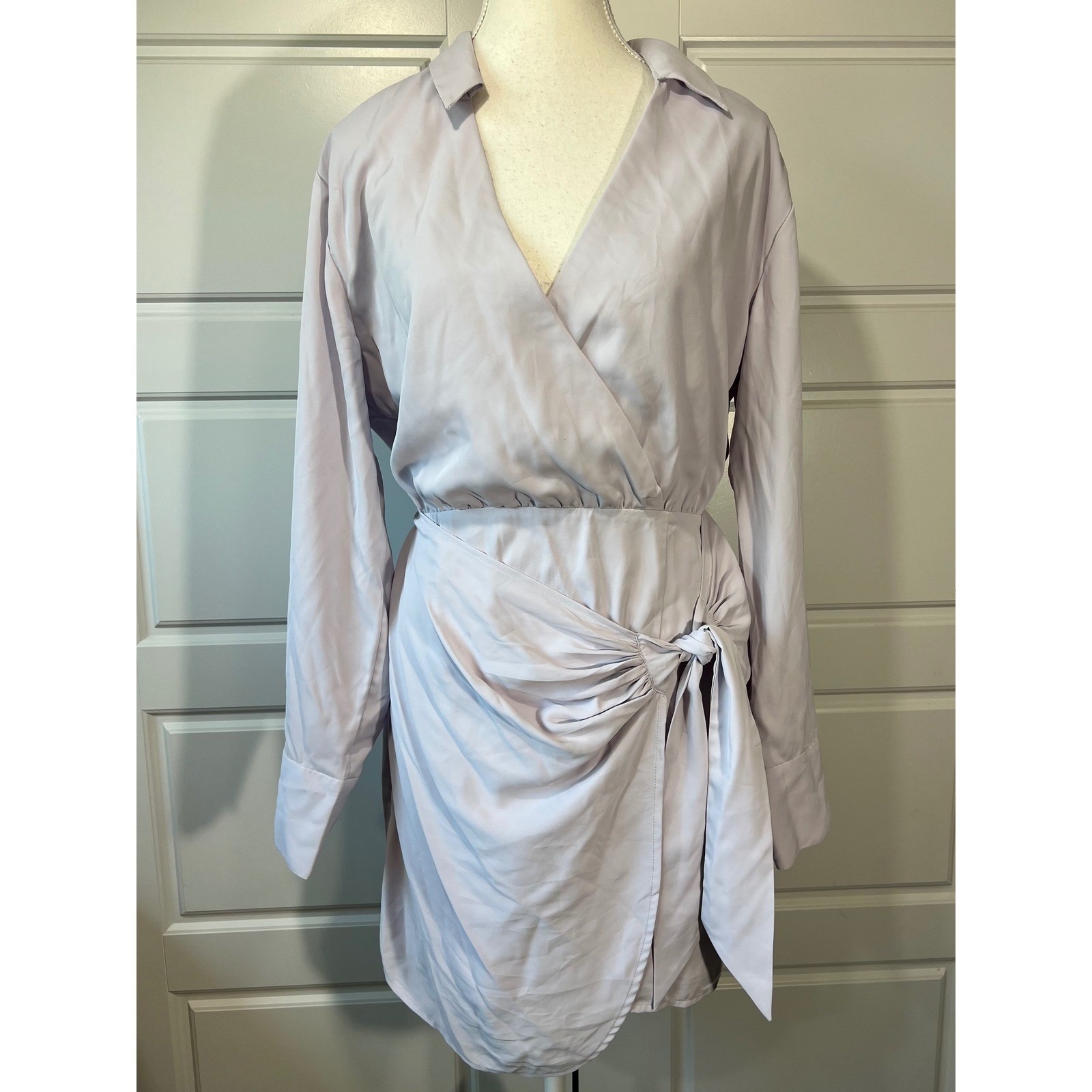 Abercrombie & Fitch Wrap Mini Dress Long Sleeve Collared Purple Size M