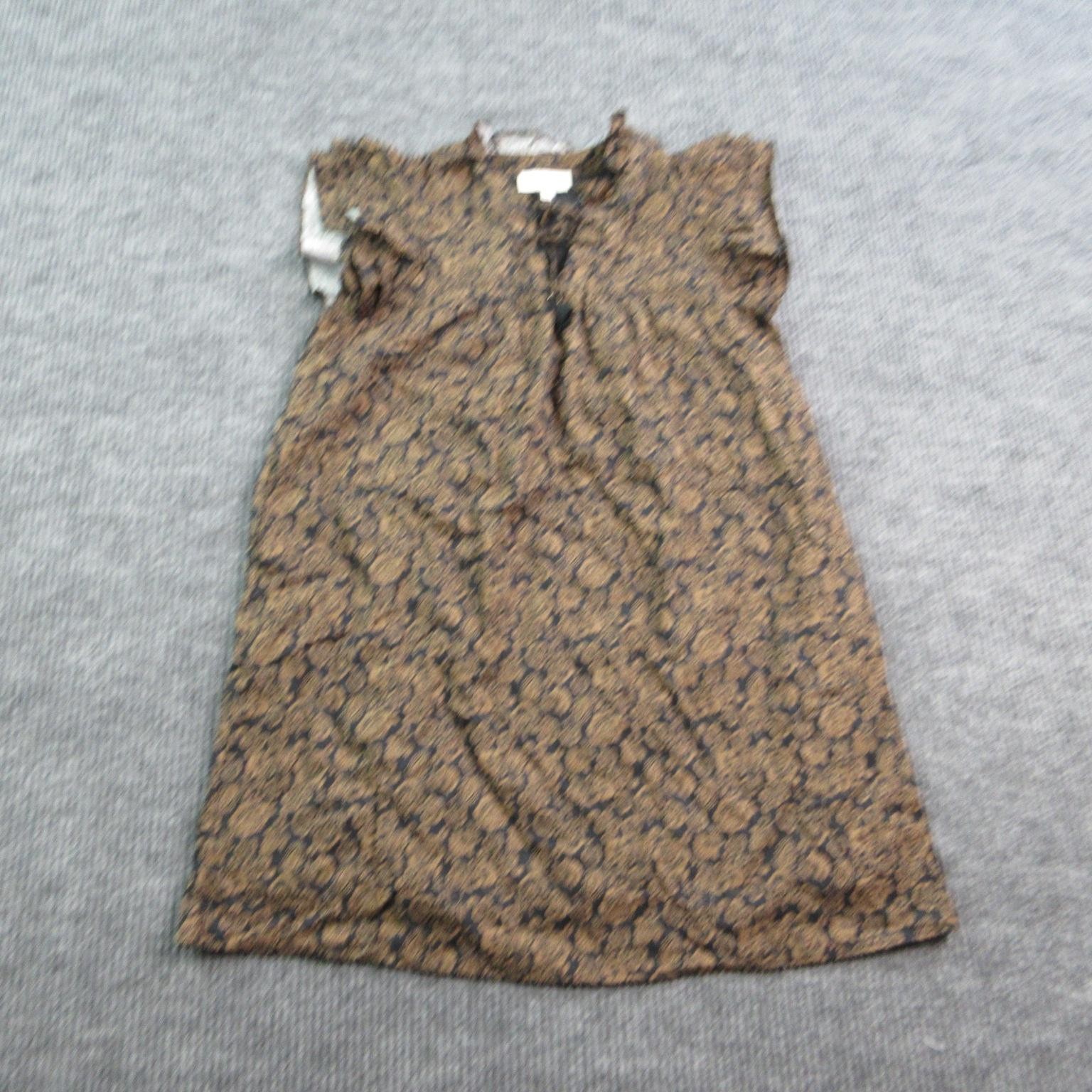 PINCH Dress Womens L Brown Perry Sundress V-Neck Empire Waist Tasseled NWT