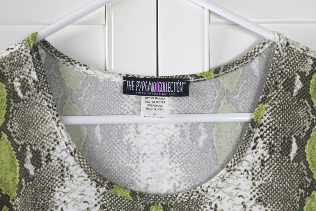 THE PYRAMID COLLECTION $89 Soft Stretch Snake Python Midi Tank Dress Size Large