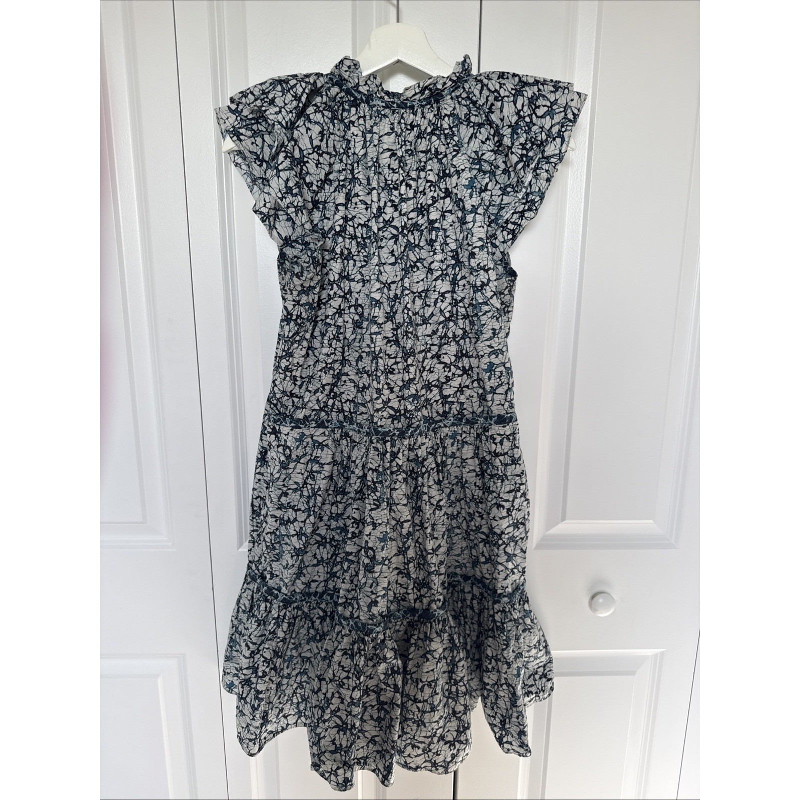 Veronica Beard Tiered Ruffled Dress Cap Sleeve Flowy Swingy Romantic Summer