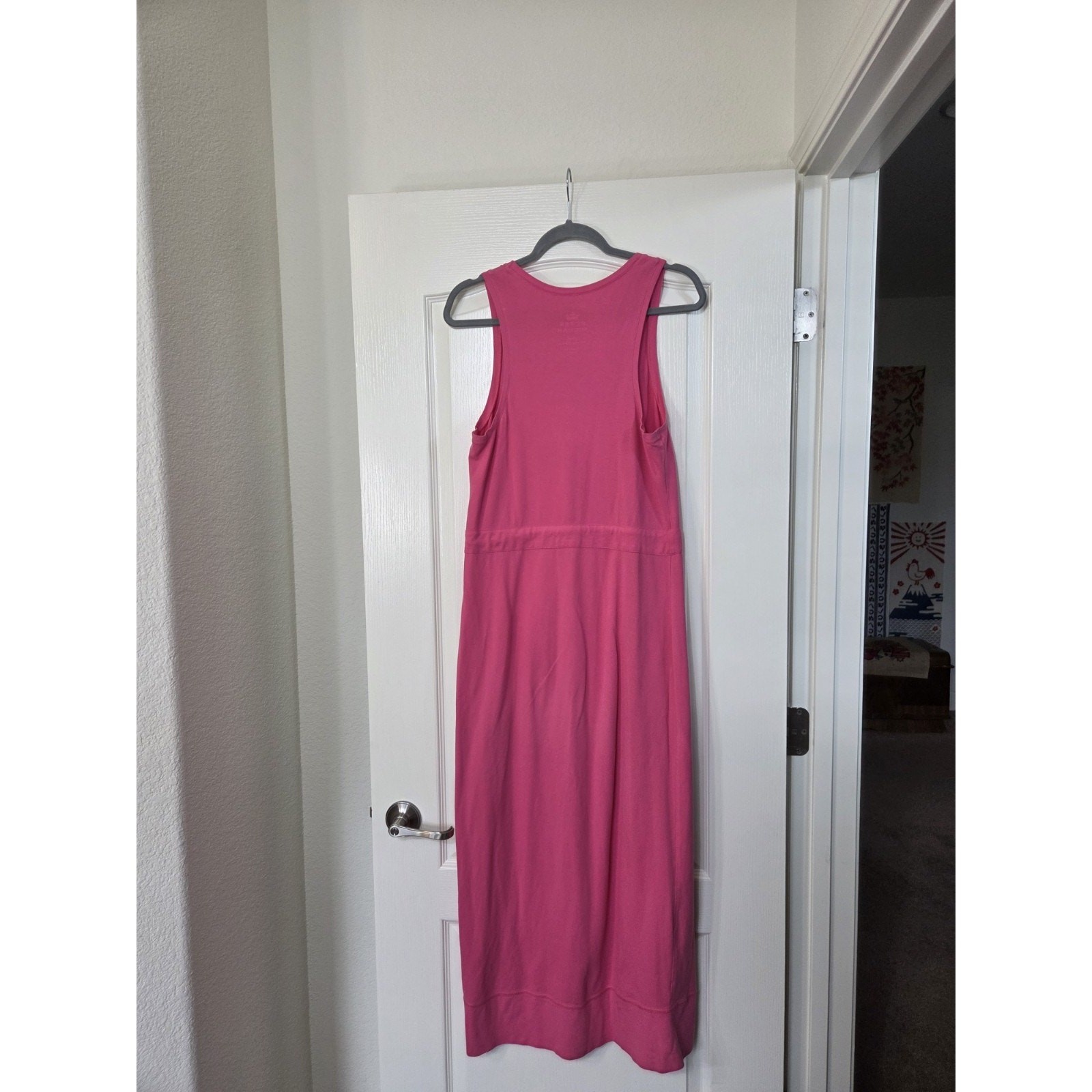 Peter Millar Bright Pink Stretchy Drawstring Waist Tank Midi Dress, Size Small
