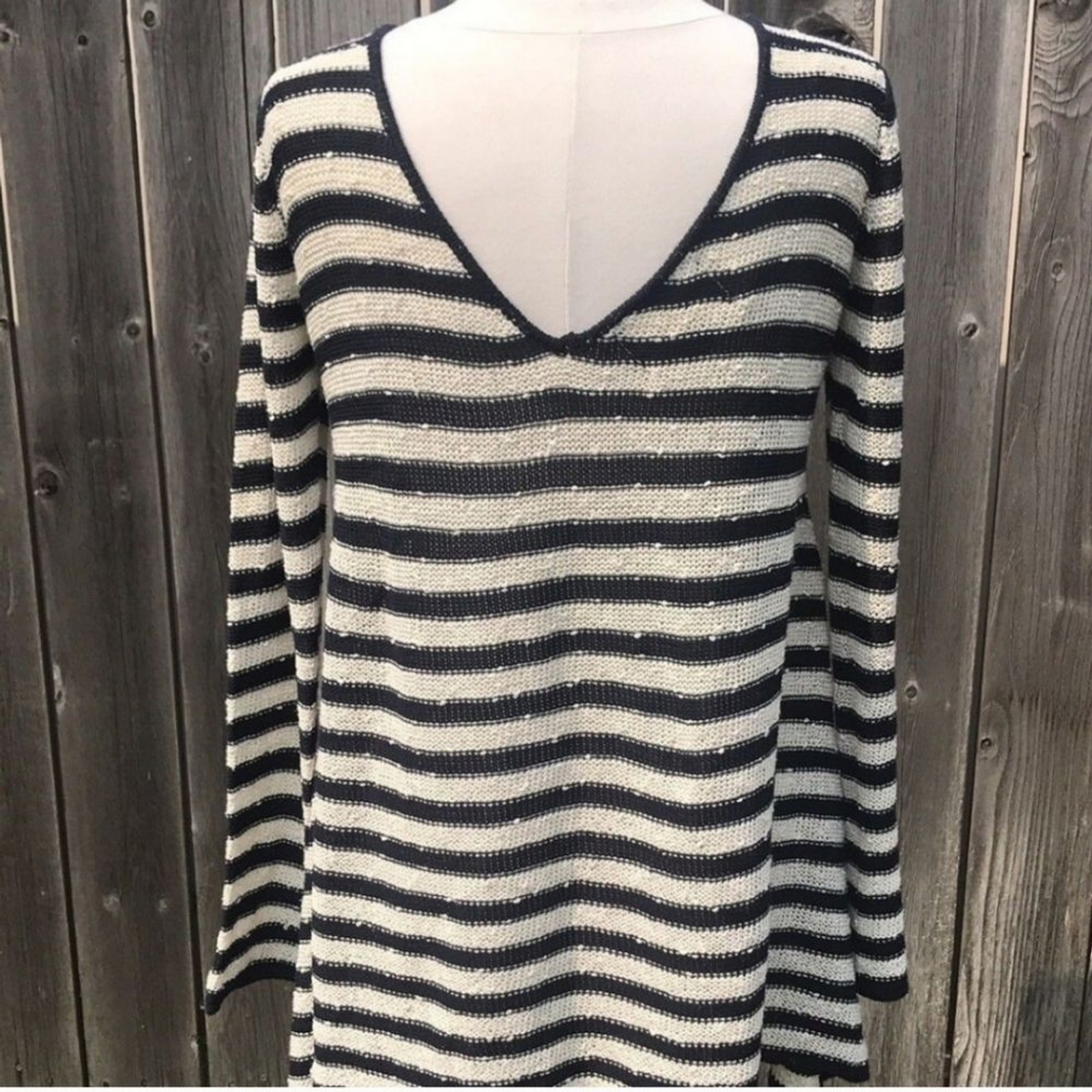 Free People Love Markrs Boho Striped Swim Tunic Sweater Dress Size Large