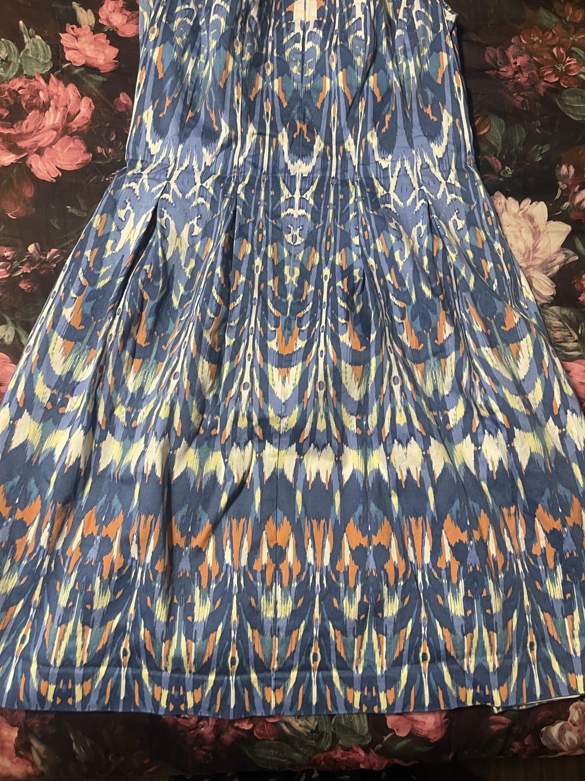 DB established 1962 Blue Print Sleeveless Lined Pleated Midi Dress Size 4