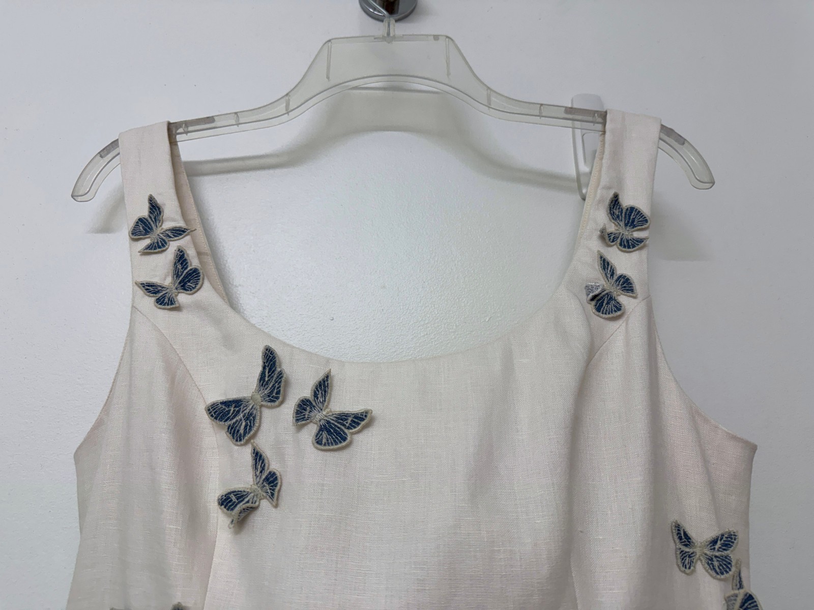 Agua Bendita Pluma Lymanopoda Butterfly Embroidered Mini Dress White Moth L