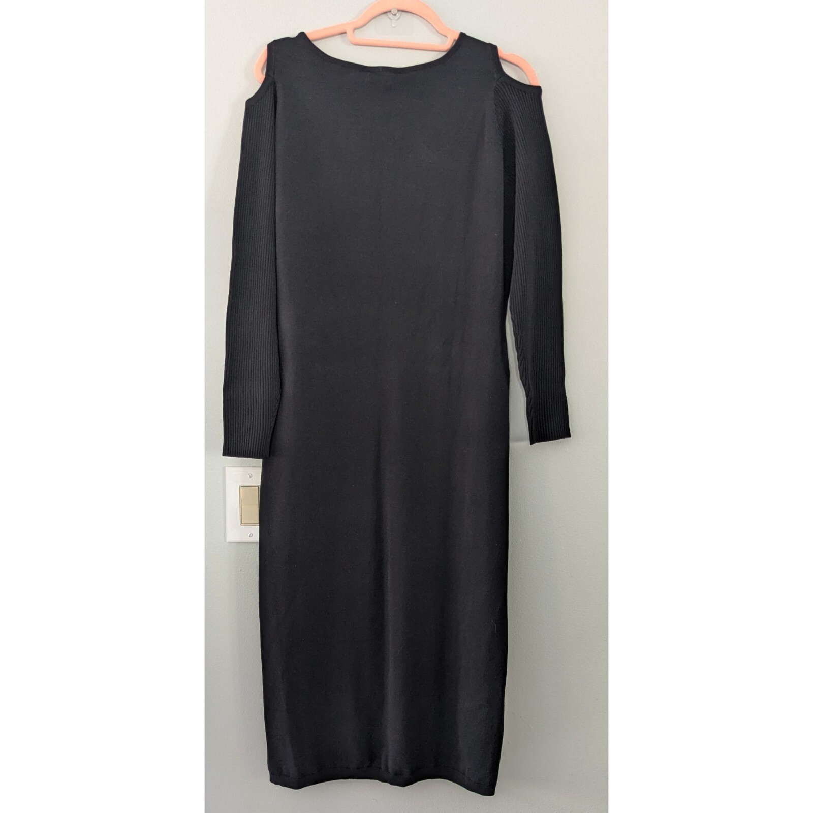 Anna Scholz Cold Shoulder Stretchy Midi Dress Black Size 1 US 10-12 NWT