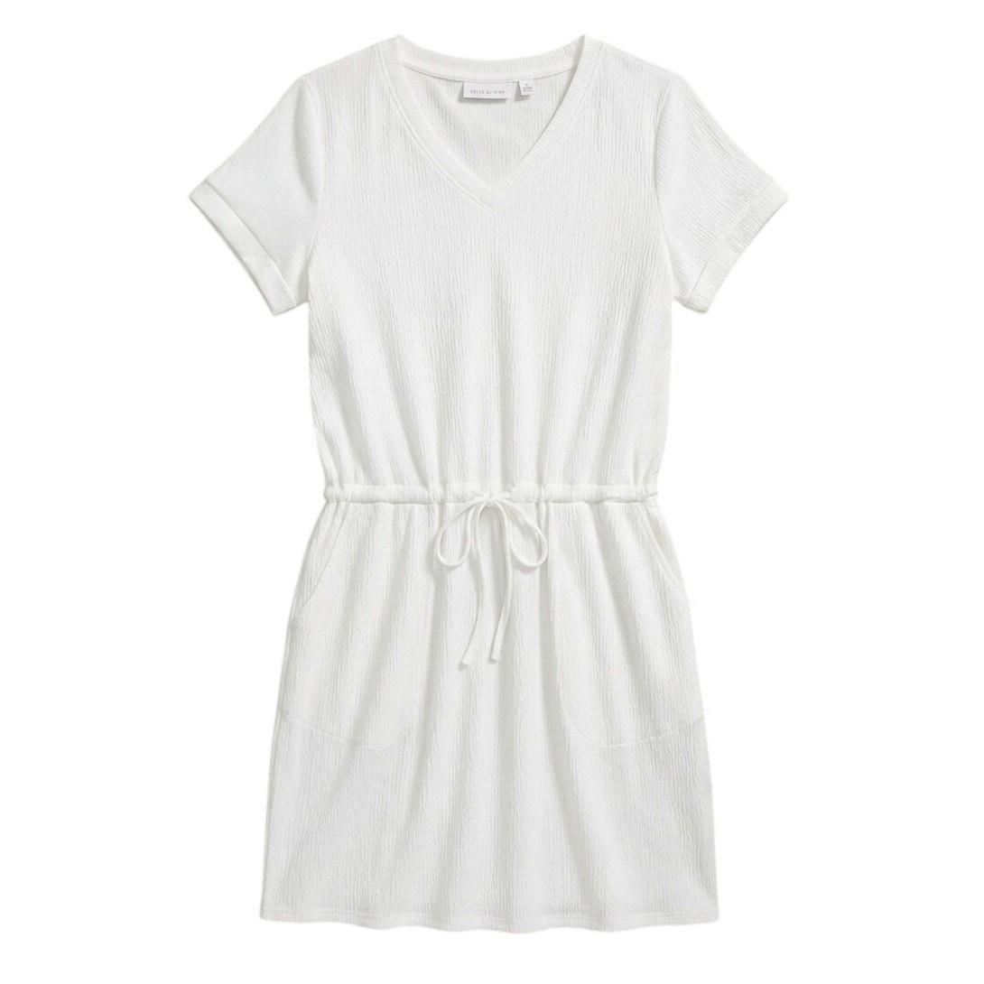 Belle by Kim Gravel Women’s S Boho Coastal Minimalist Resortwear Texture Dress