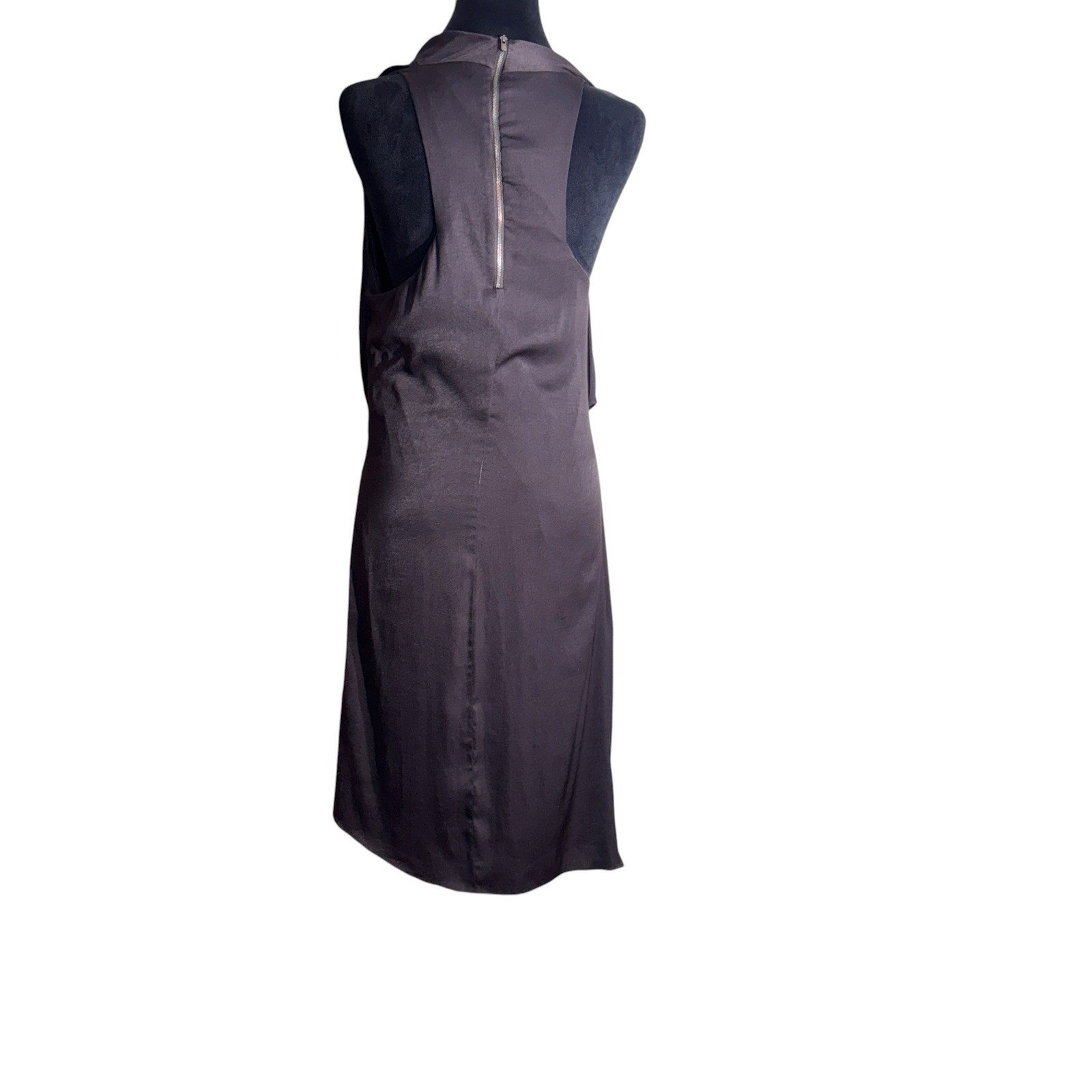 Helmut Lang Draped Cocktail Dress Womens 8 Grey Excellent Asymmetrical Belted