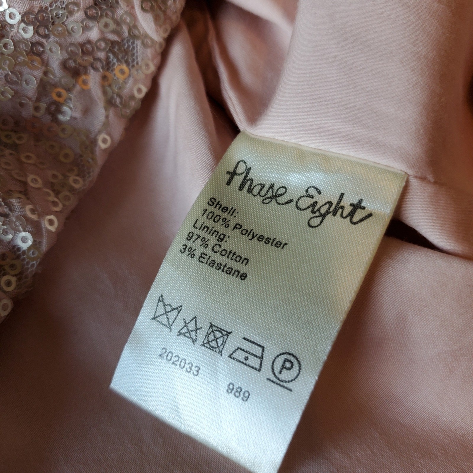 Phase Eight Womens Blush Pink Gold Sequin Strapless Cocktail Dress Size 12 UK