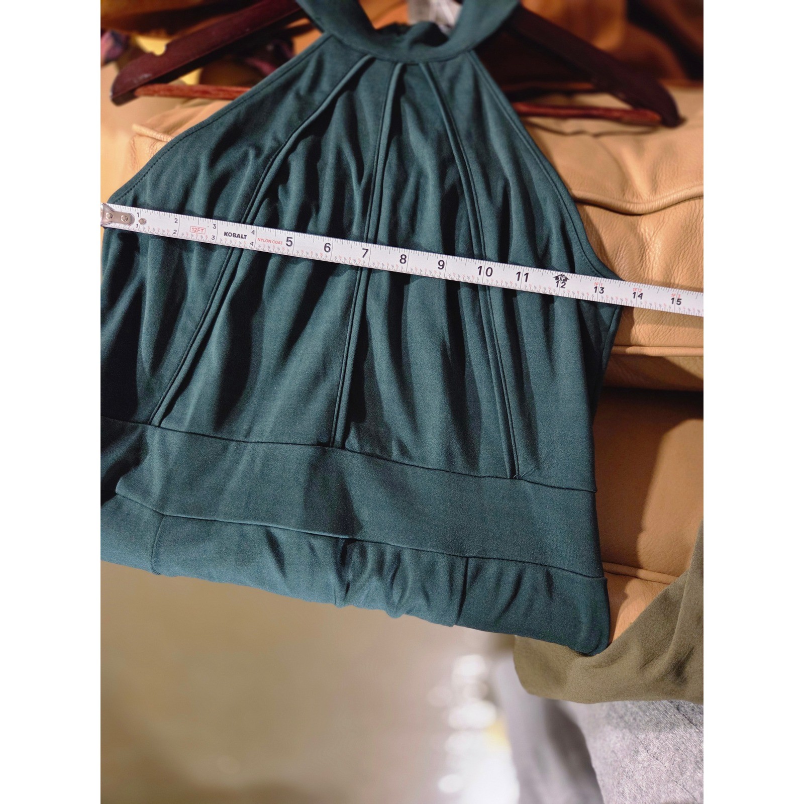 Dark Green Halter Neck Pleated Maxi Dress NWT
