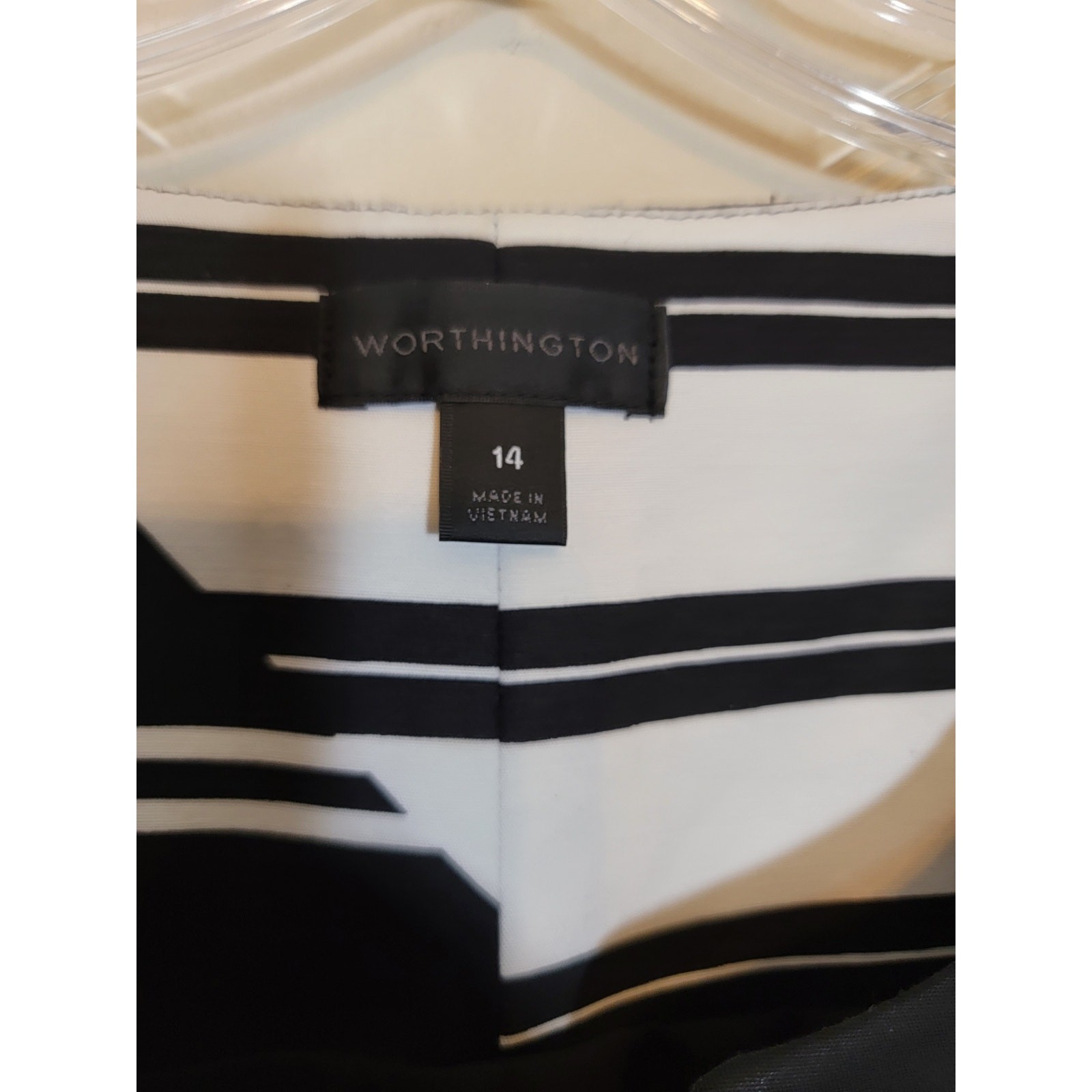 Worthington Mini Sheath Dress Sleeveless Side Zip Striped Black & White Size 14