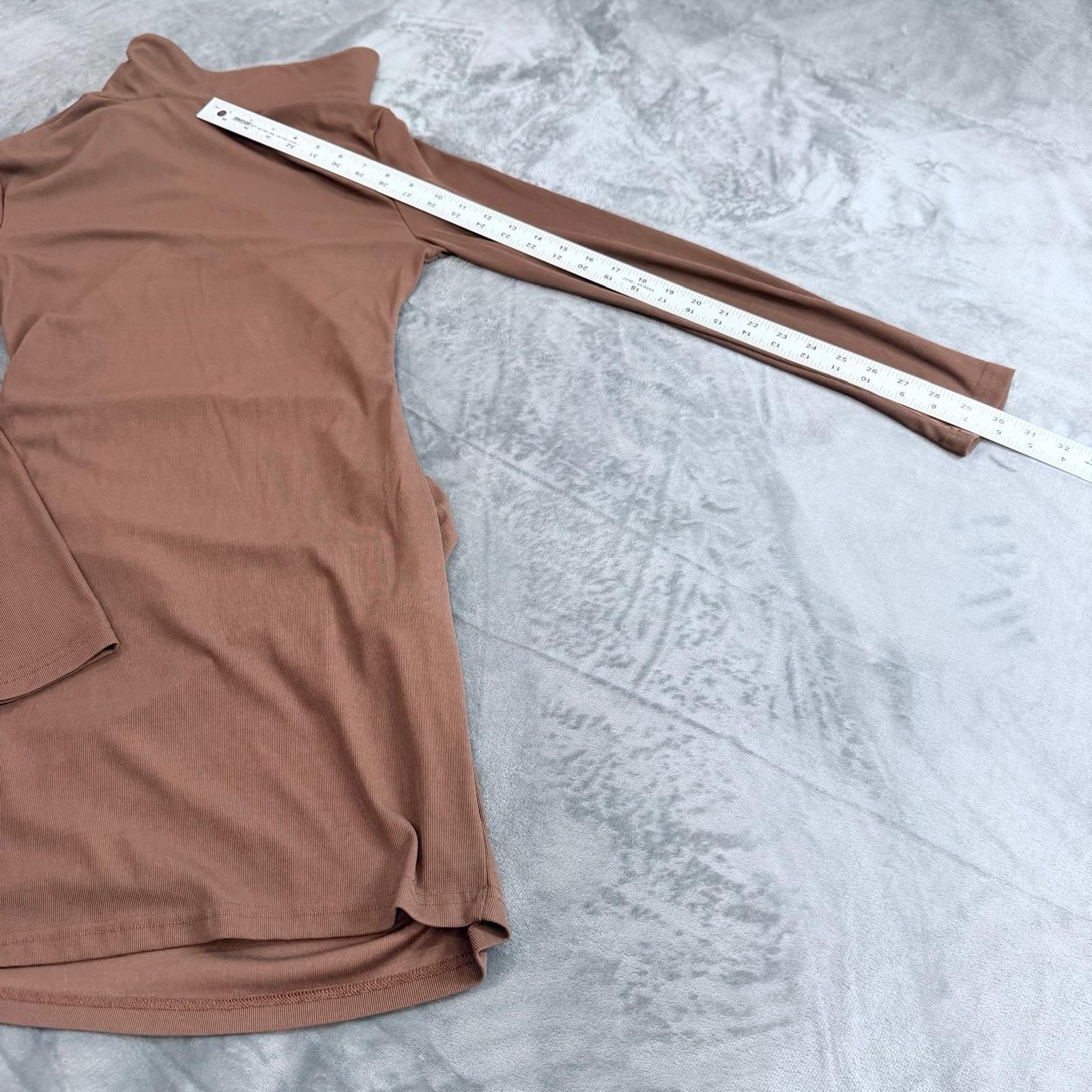 Cider Bodycon Mini Dress W/ Zipper Neckline Pocket Detail Sz M Brown Stretch