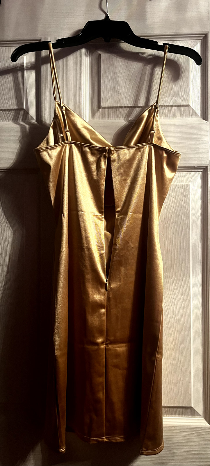 LoveJ Gold Spandex Cowl Neck Cami Mini Dress