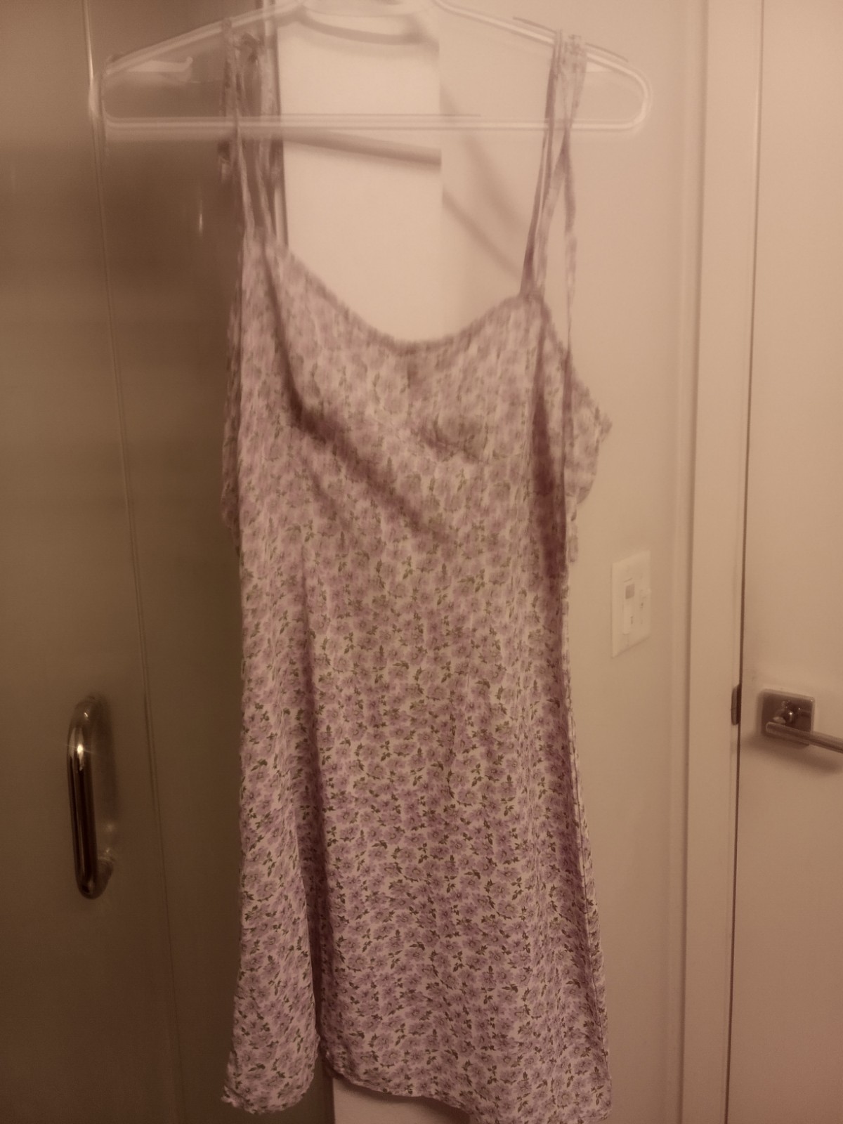 Shien White Strap Purple Flower Dress Women’s Size Medium M