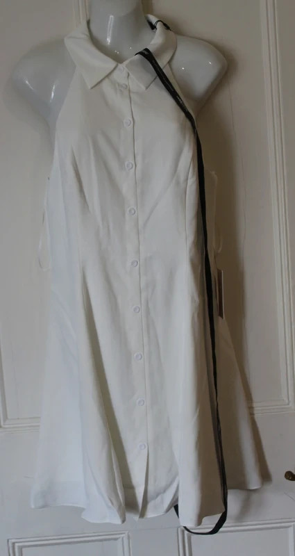 White The Ultimate Odd Muse layered collar button front mini dress – XXL 2XL New