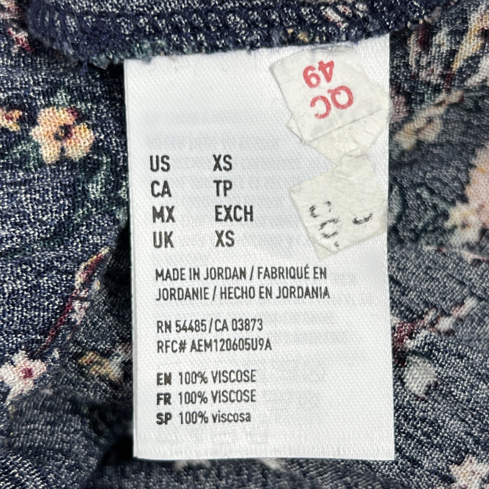 American Eagle Mini Dress Size XS Blue Floral Sundress Women’s Long Slit Sleeve