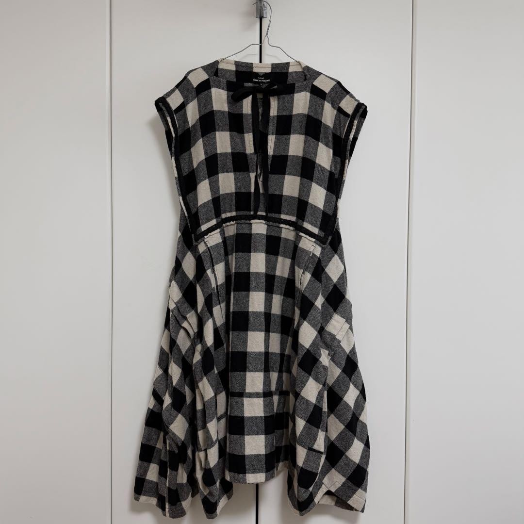 USED TRICOT COMME DES GARCONS AD2016 GINGHAM CHECK VOLUME DRESS GOOD
