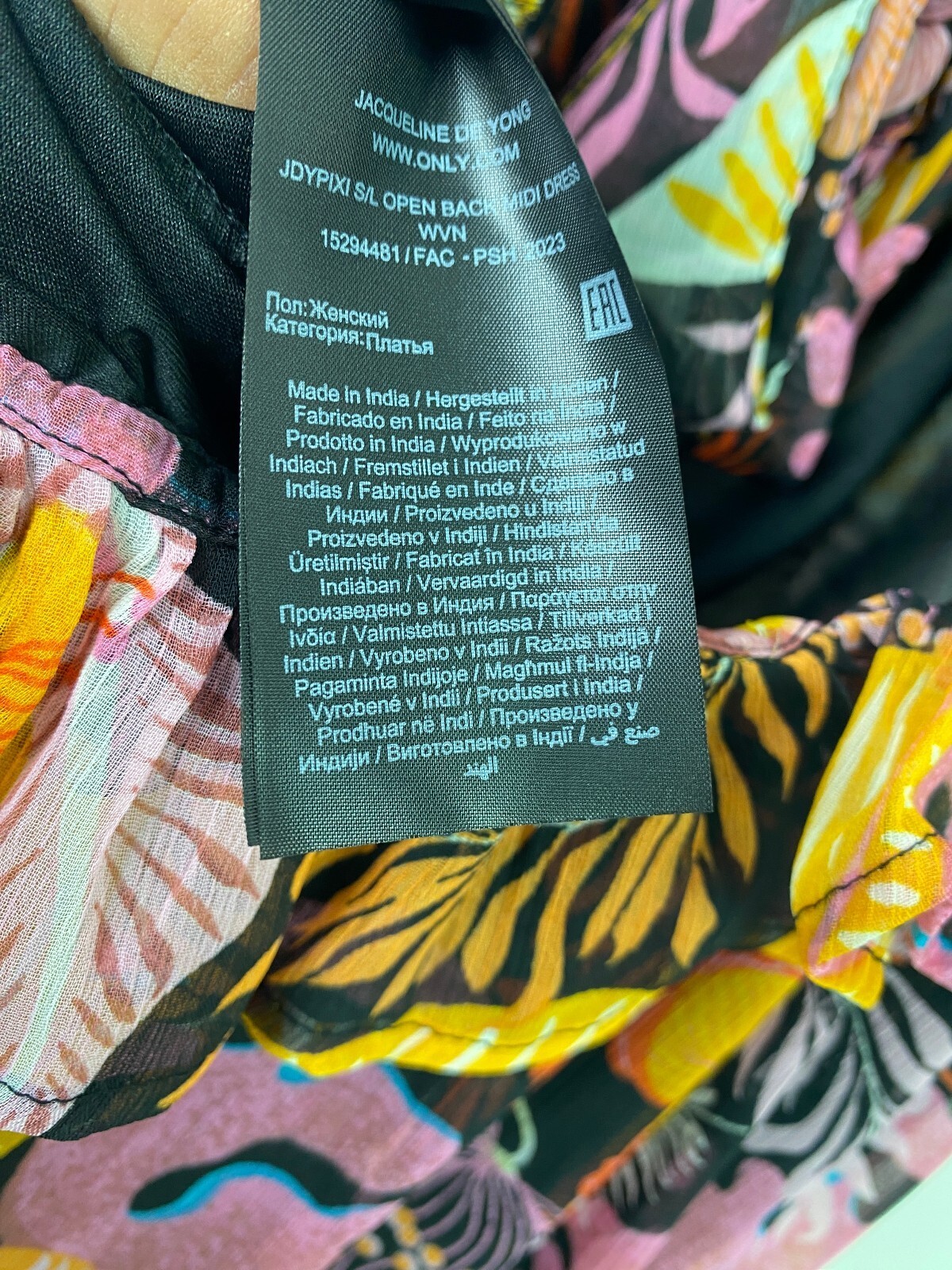 JDY Black Pink Multi Tropical Floral Midi A-Line Dress Open Back XL NEW