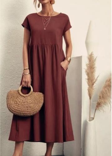 Holiday Sundress Short Sleeve Casual Loose Boho Floral Women Maxi Dress Ladies
