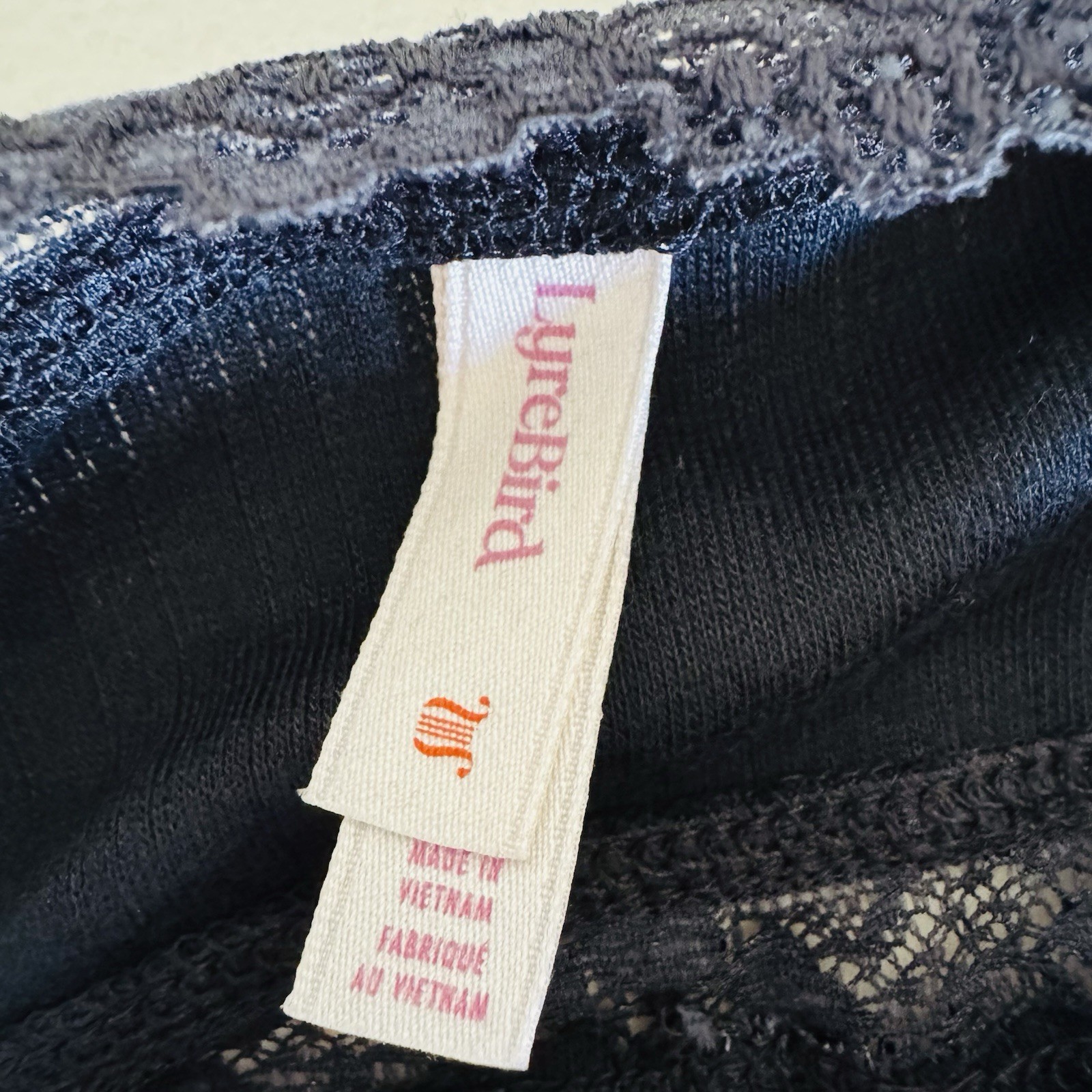LyreBird Sleeveless V Neck Lace Mini Dress Sz MD Tie Front Detail Stretch Black