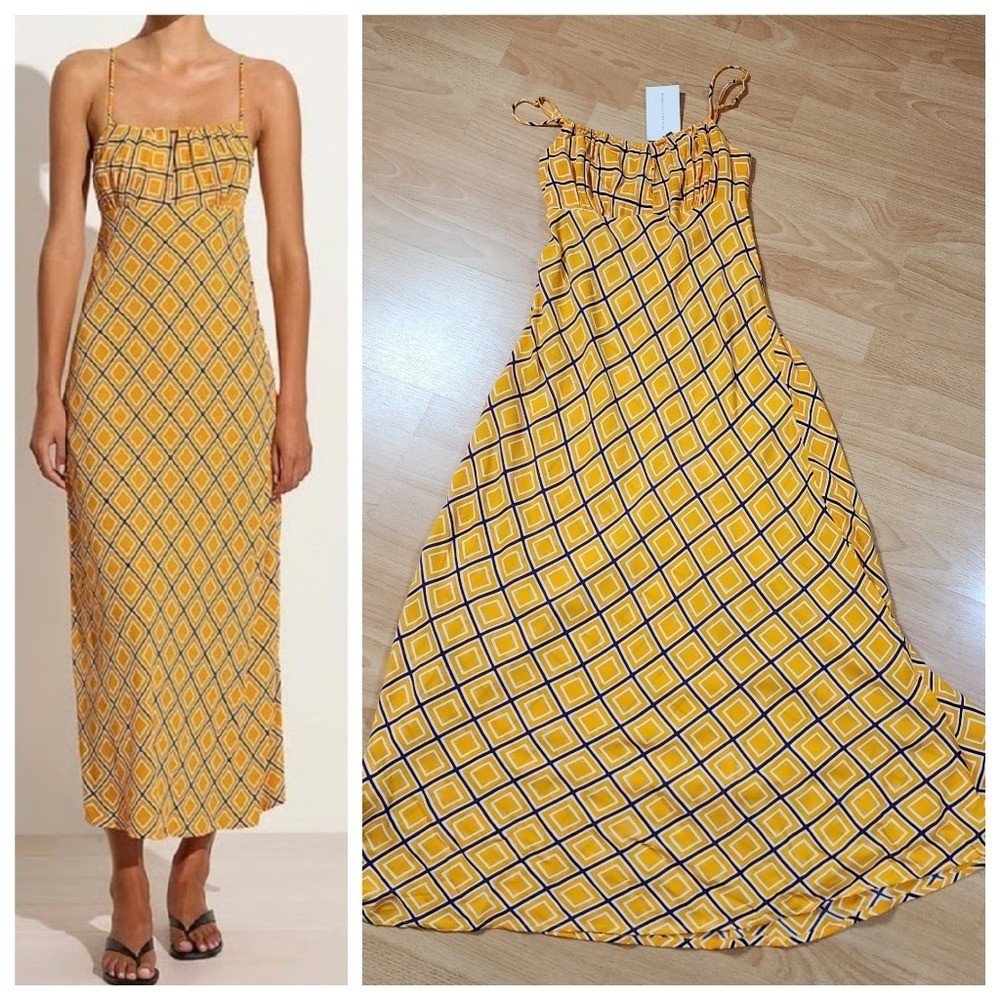 Size 2 XS NWT Faithful The Brand San Paolo Midi Dress La Costa Yellow Purple