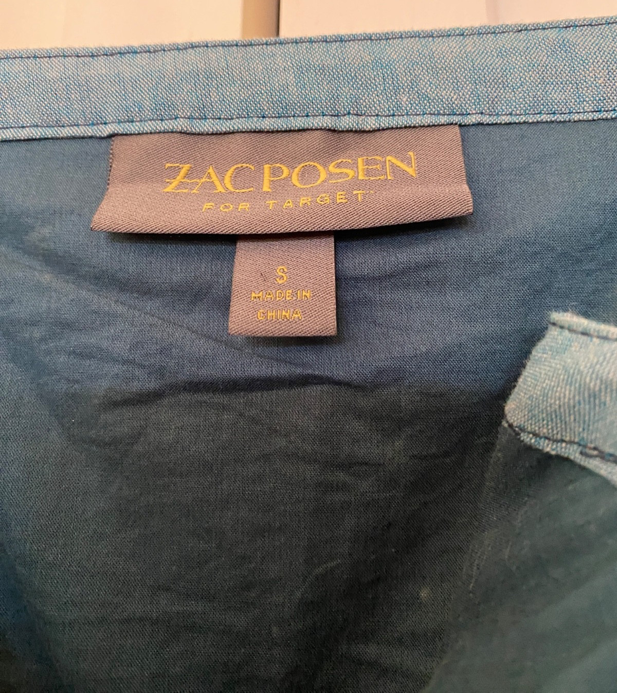 Zac Posen X Target Sleeveless V Neck Denim Chambray Dress Cargo Tie Waist Sz S