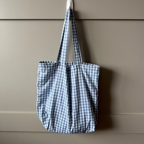 Blue White Gingham Pinafore Apron Tote Bag Set Womens XS Cottagecore Farmhouse