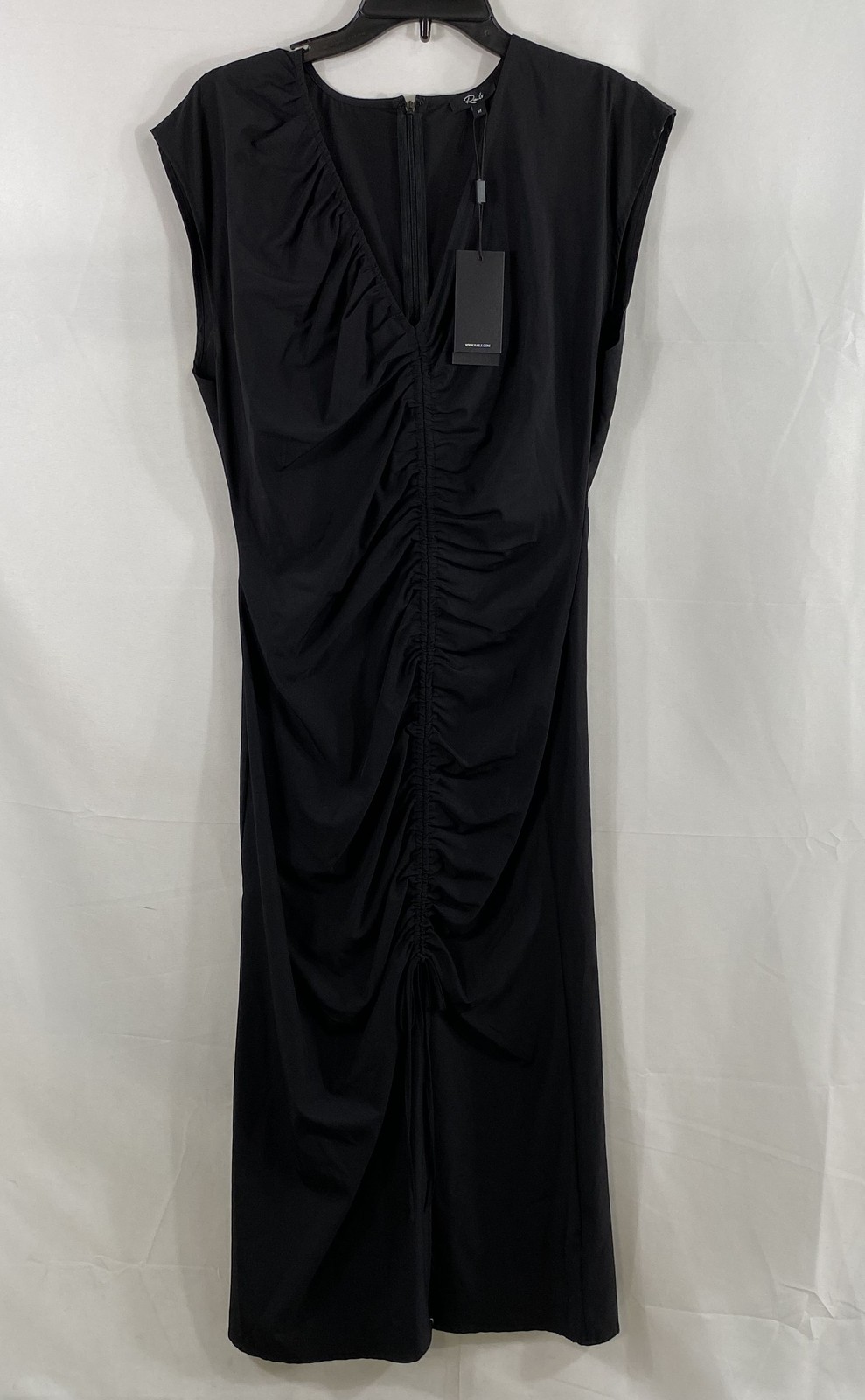 Rails Women’s Auren Black Ruched V-Neck Midi Dress NWT Sz M