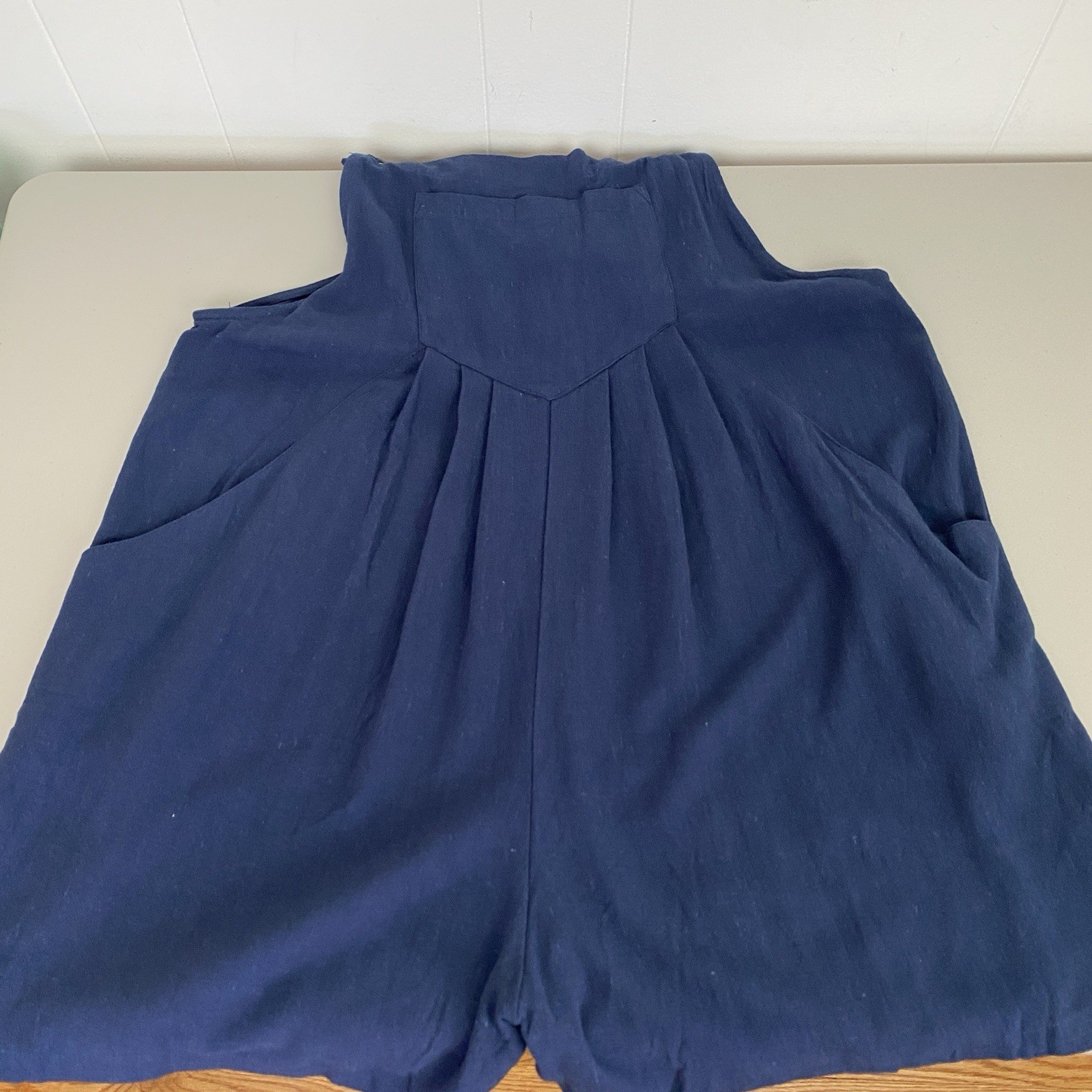 Automet Overalls Shortalls Women’s Size Medium Linen Blend Romper Jumpsuit Blue