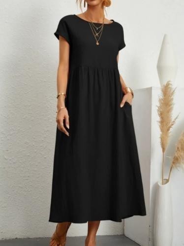 Holiday Sundress Short Sleeve Casual Loose Boho Floral Women Maxi Dress Ladies