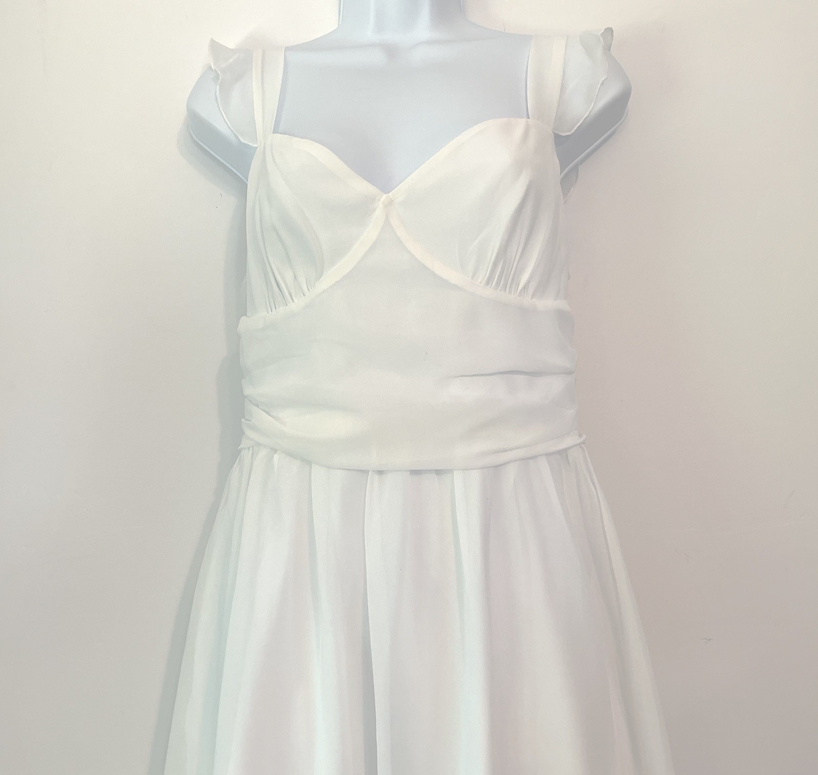 Princess Polly So Sweet White Mini Dress Chiffon Flutter Sleeve 8 Coquette Party