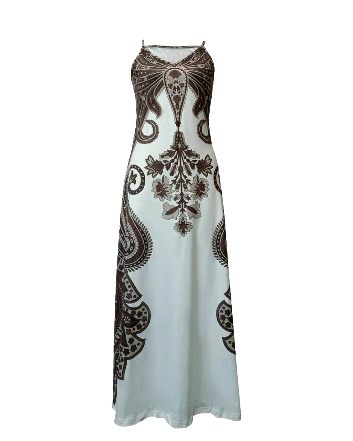 Vintage Floral Print V-Neck Sleeveless Summer Dress Size 12 (XL)