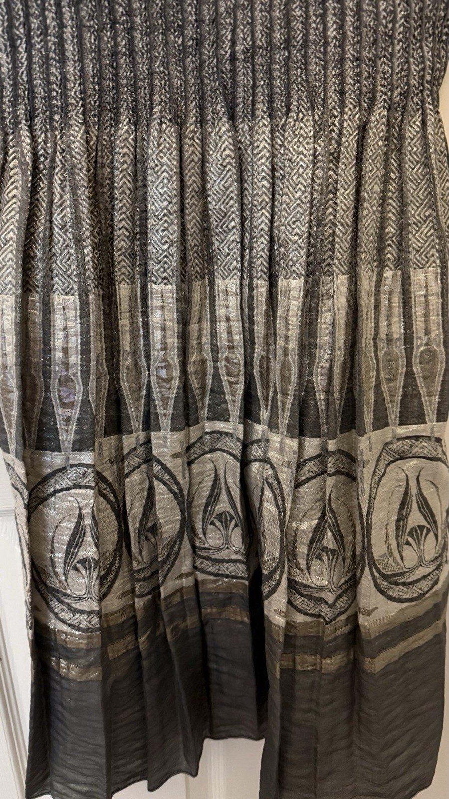 Max Studio Silver Gray Striped Pleated V-Neck Sleeveless Knit Mini Dress XS