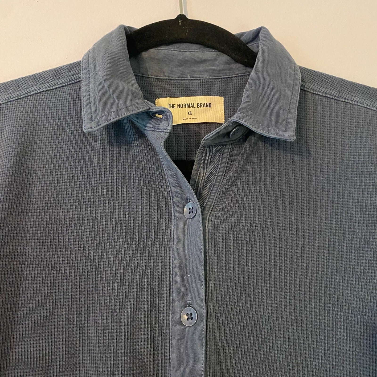 The Normal Brand Blue Henley Thermal Long Sleeve Shirt Dress Women’s size XS