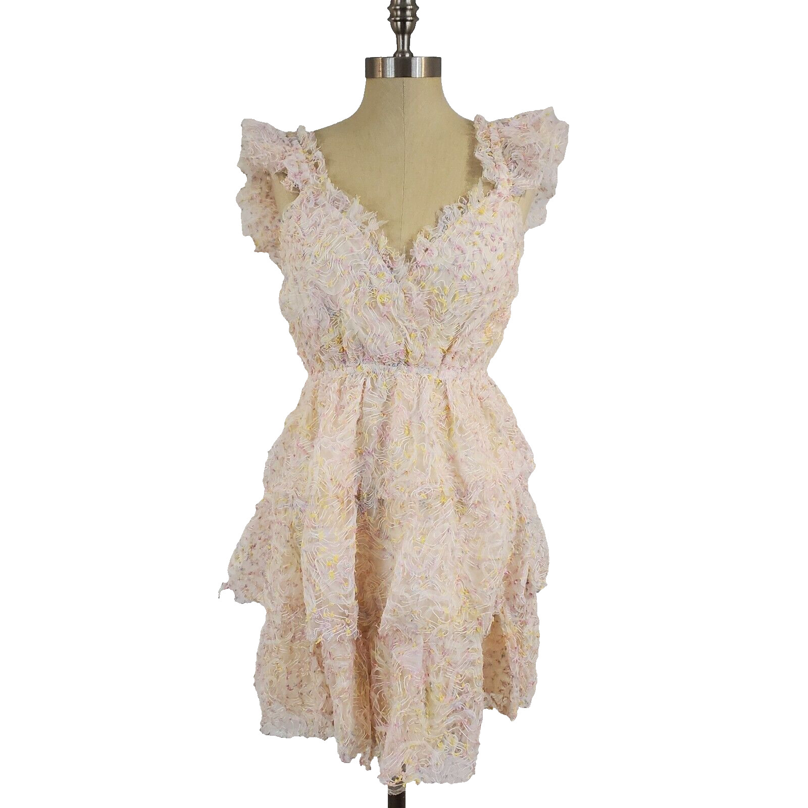 Just Me Tiered Mini Dress M Flutter Coquette Fairy Whimsy Romantic Softgirl