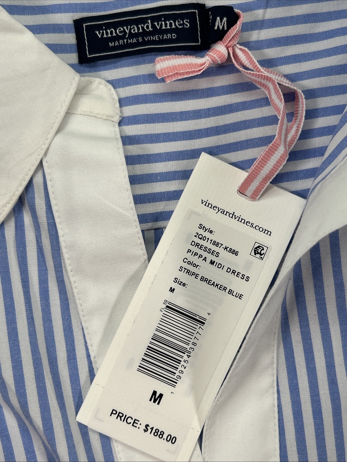 Vineyard Vines Pippa Sleeveless Popover Midi Dress Womens Medium Stripe NWT