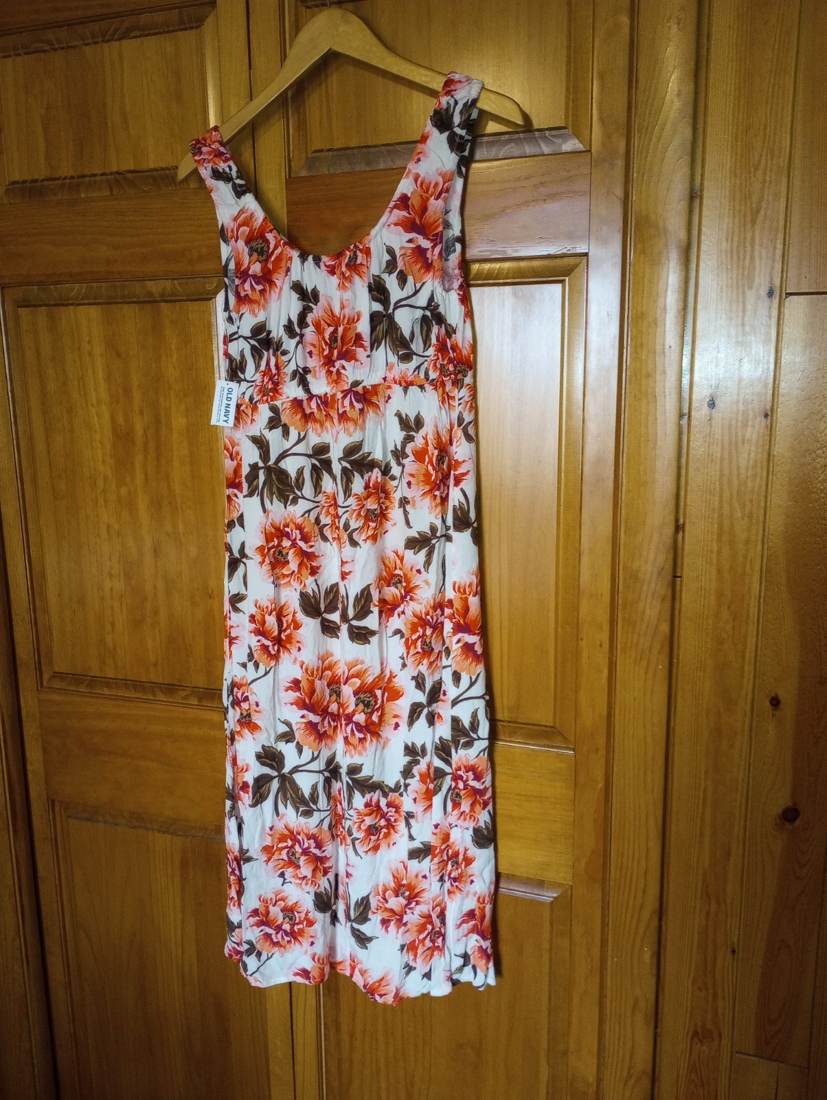 NWT Old Navy Small Sleeveless Scoop Neck Floral Milkmaid Maxi Dress Rayon New