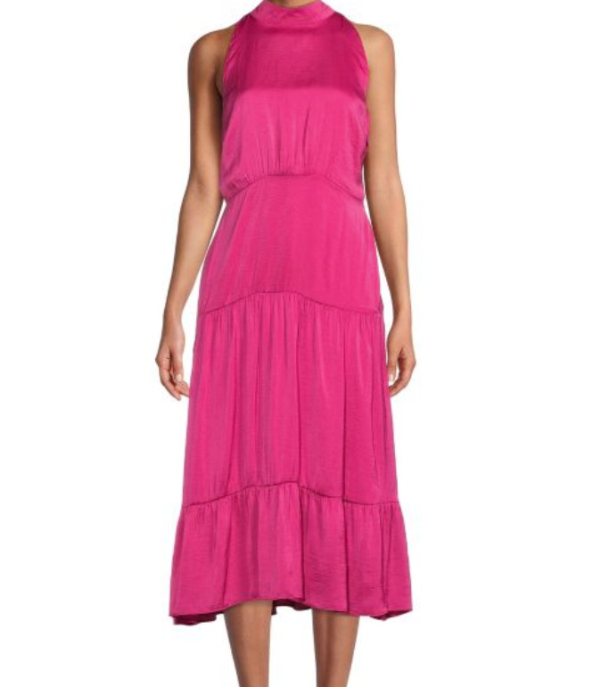 SAM EDELMAN Women Pink Belted Mock Unlined Sleeveless Midi Party A-Line Dress 4