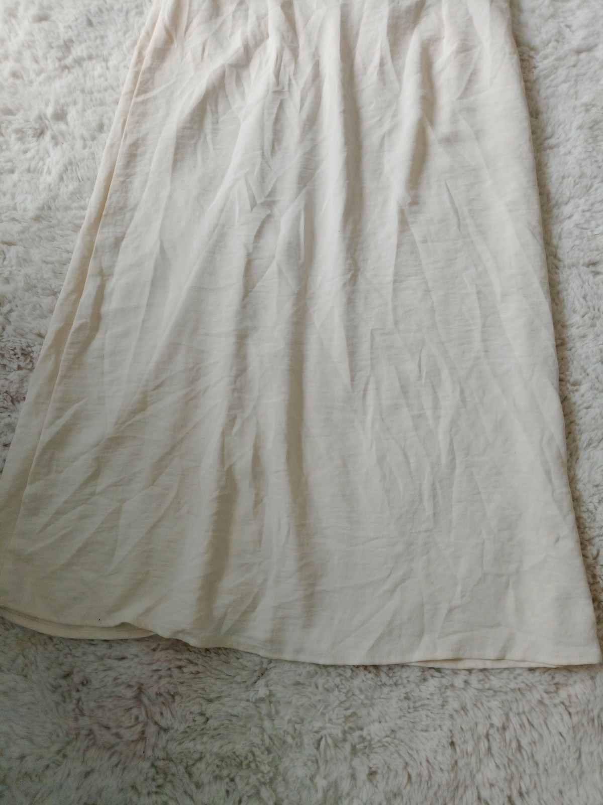 Stradivarius Cream Long Sleeve Collared Long Maxi Buttoned Shift Dress Size S