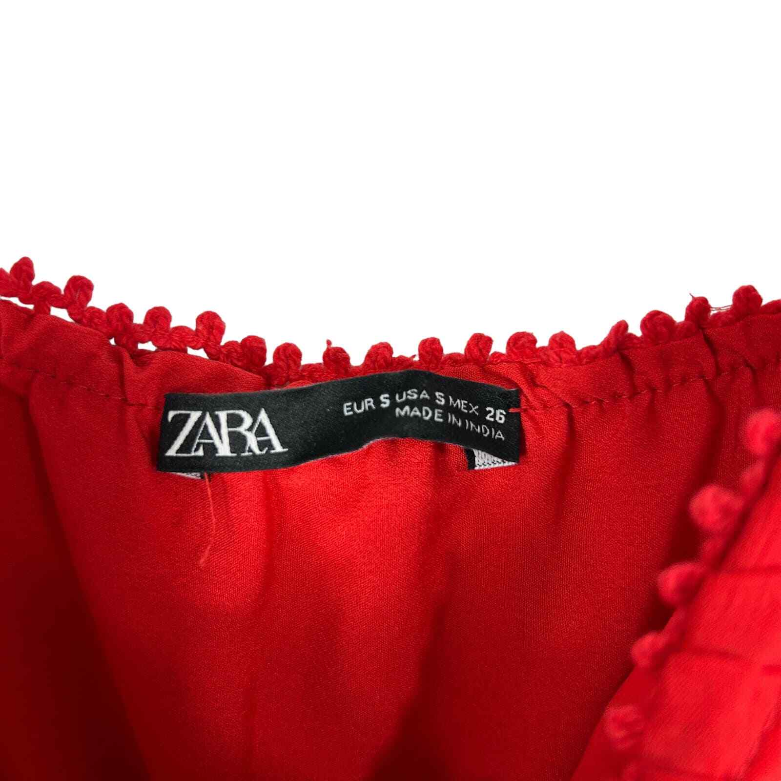 Zara Red Pleated Spaghetti Strap Lightweight Dress Size Small