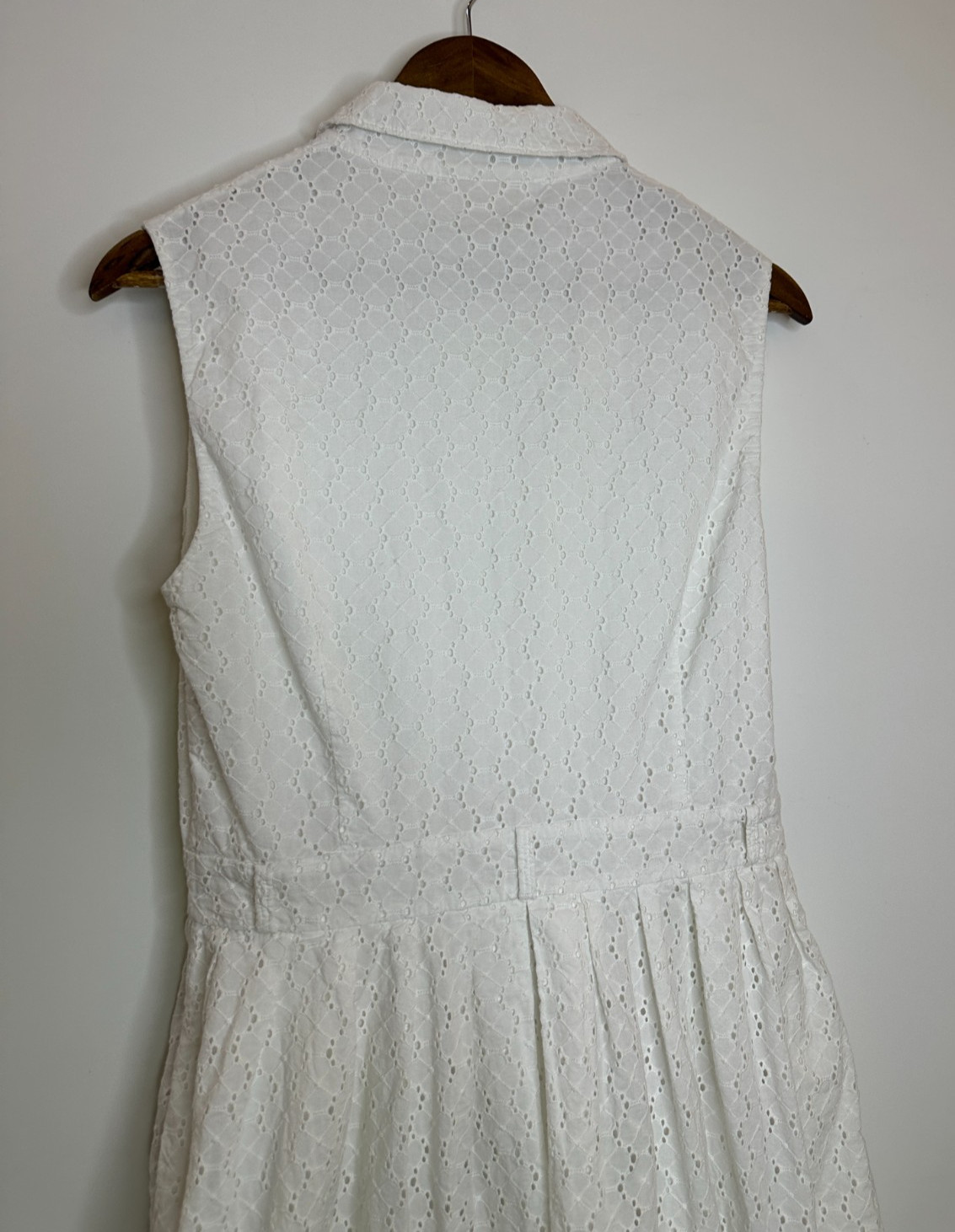 Kate Spade New York White Cotton Eyelet Sleeveless Button Front Dress *Altered