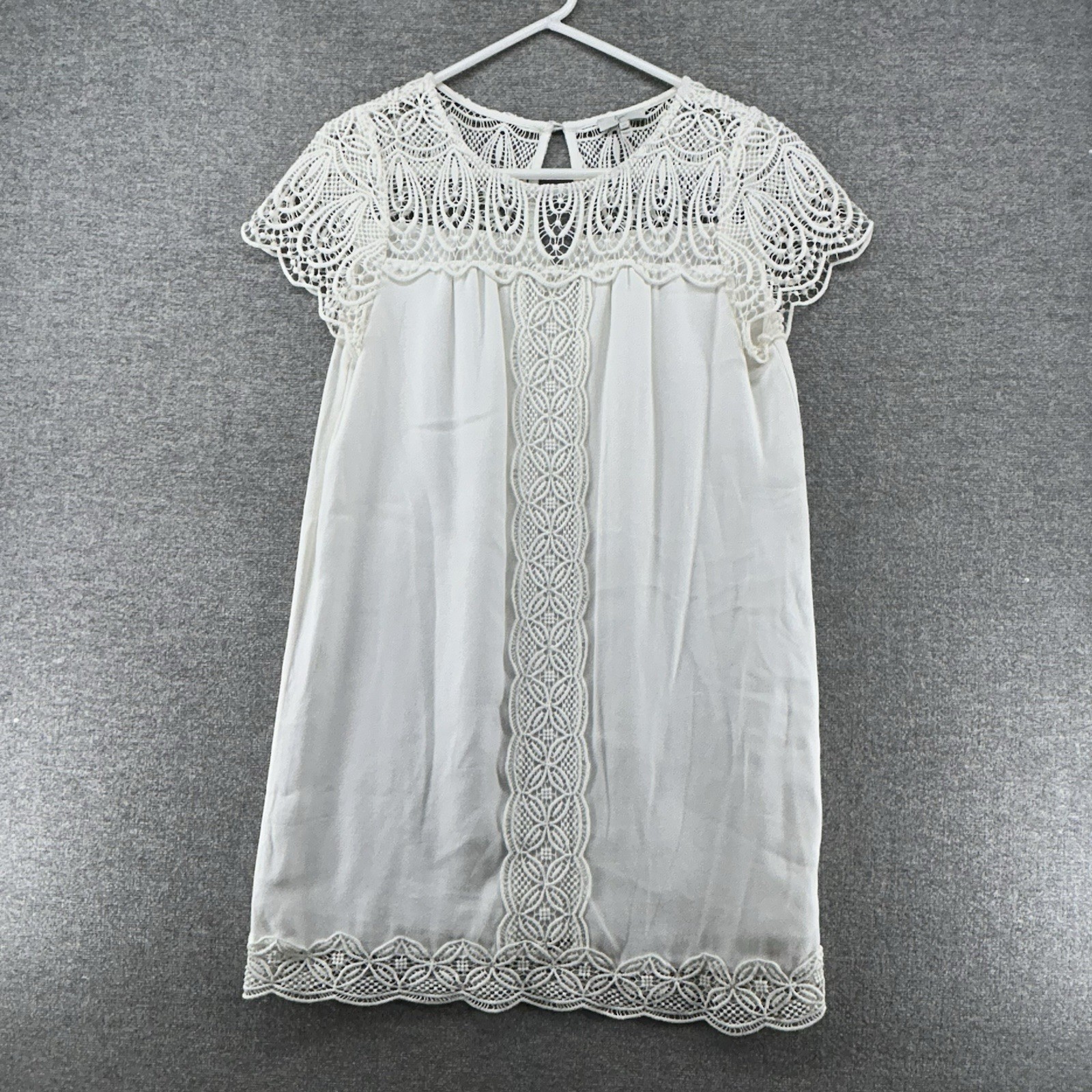 Joie Shift Dress Lace Women Size XS White Lined Short Sleeve Summer