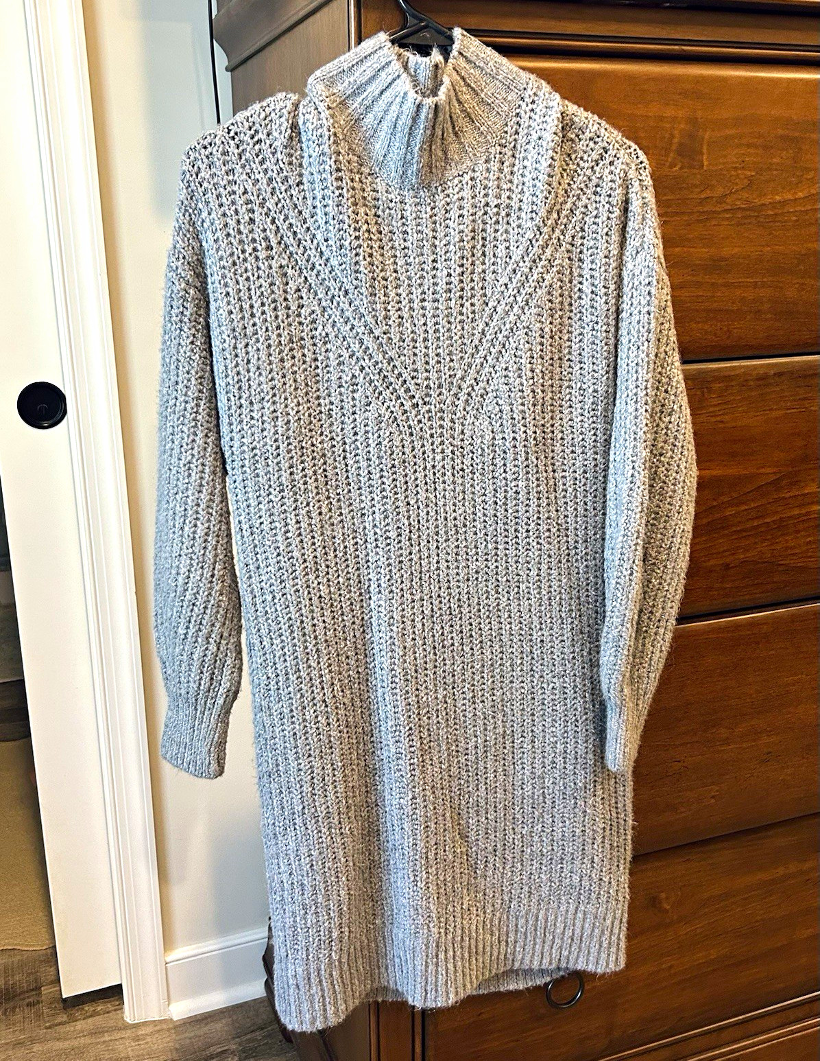 Old Navy Women’s Gray Knit Turtleneck Long Sleeve Sweater Dress Knee Length XS